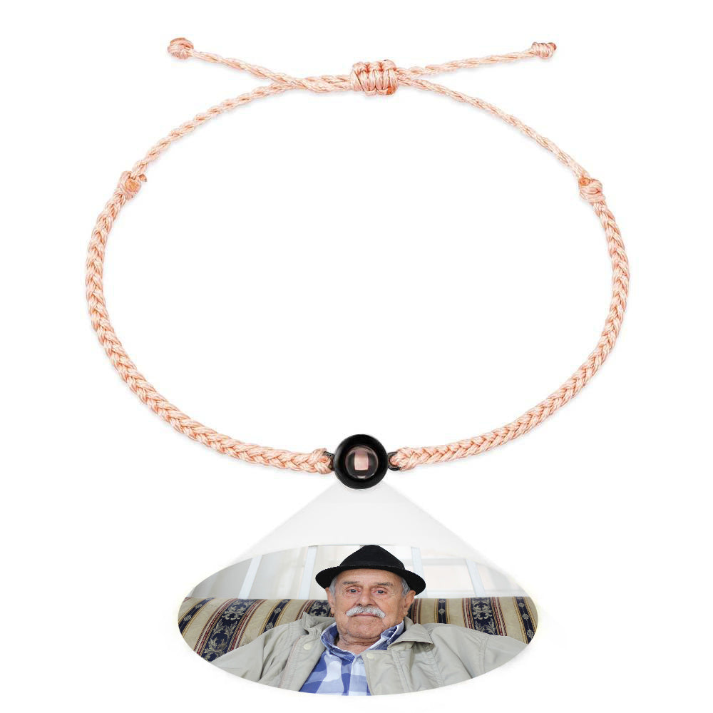 Personalized Braided Black Rope Photo Projection Charm