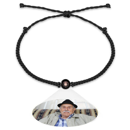 Personalized Braided Black Rope Photo Projection Charm