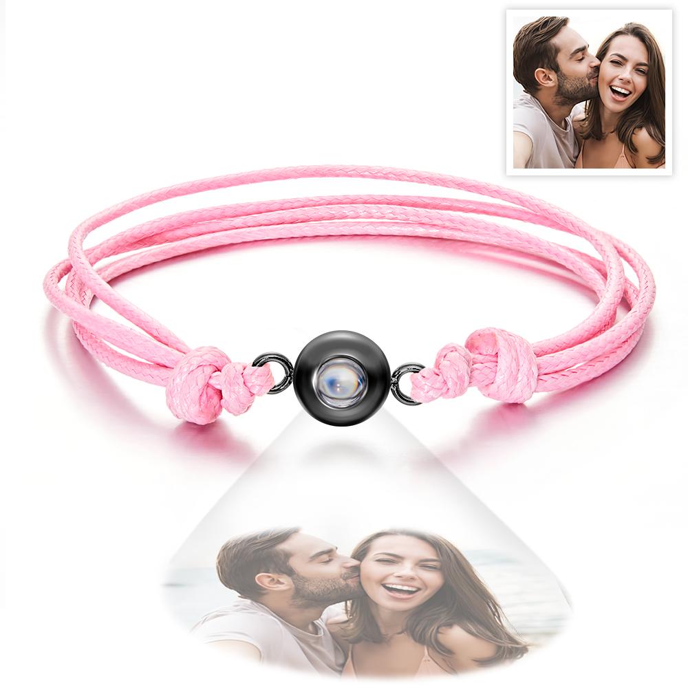 Weave Style Colorful Custom Projection Photo Charm - Personalized Projection Photo Bracelet