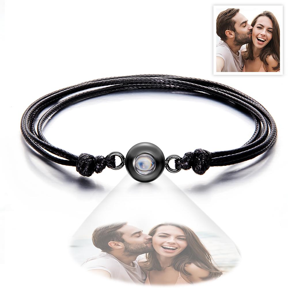 Weave Style Colorful Custom Projection Photo Charm - Personalized Projection Photo Bracelet