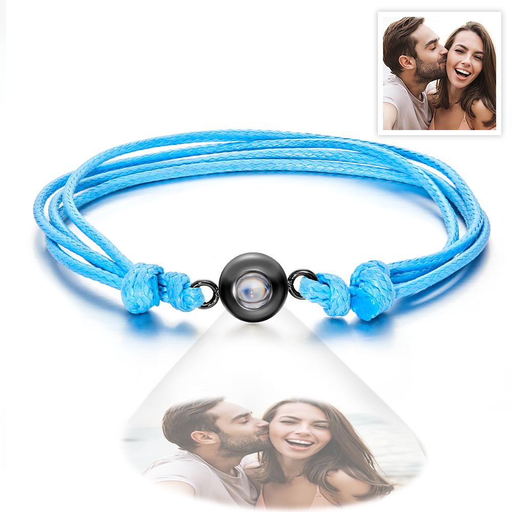 Weave Style Colorful Custom Projection Photo Charm - Personalized Projection Photo Bracelet