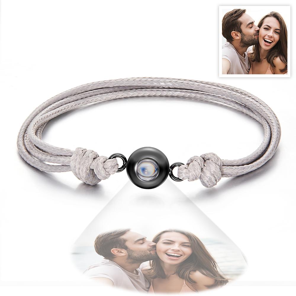 Weave Style Colorful Custom Projection Photo Charm - Personalized Projection Photo Bracelet