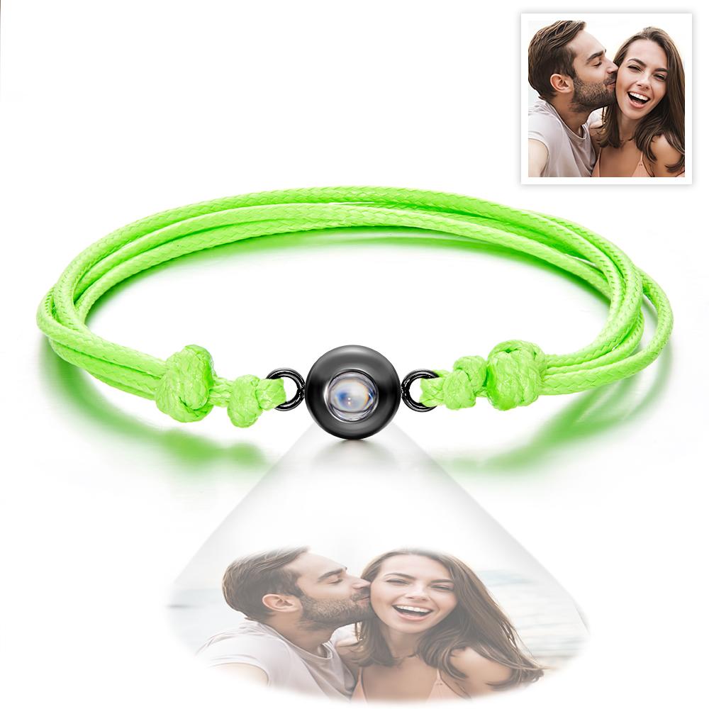 Weave Style Colorful Custom Projection Photo Charm - Personalized Projection Photo Bracelet