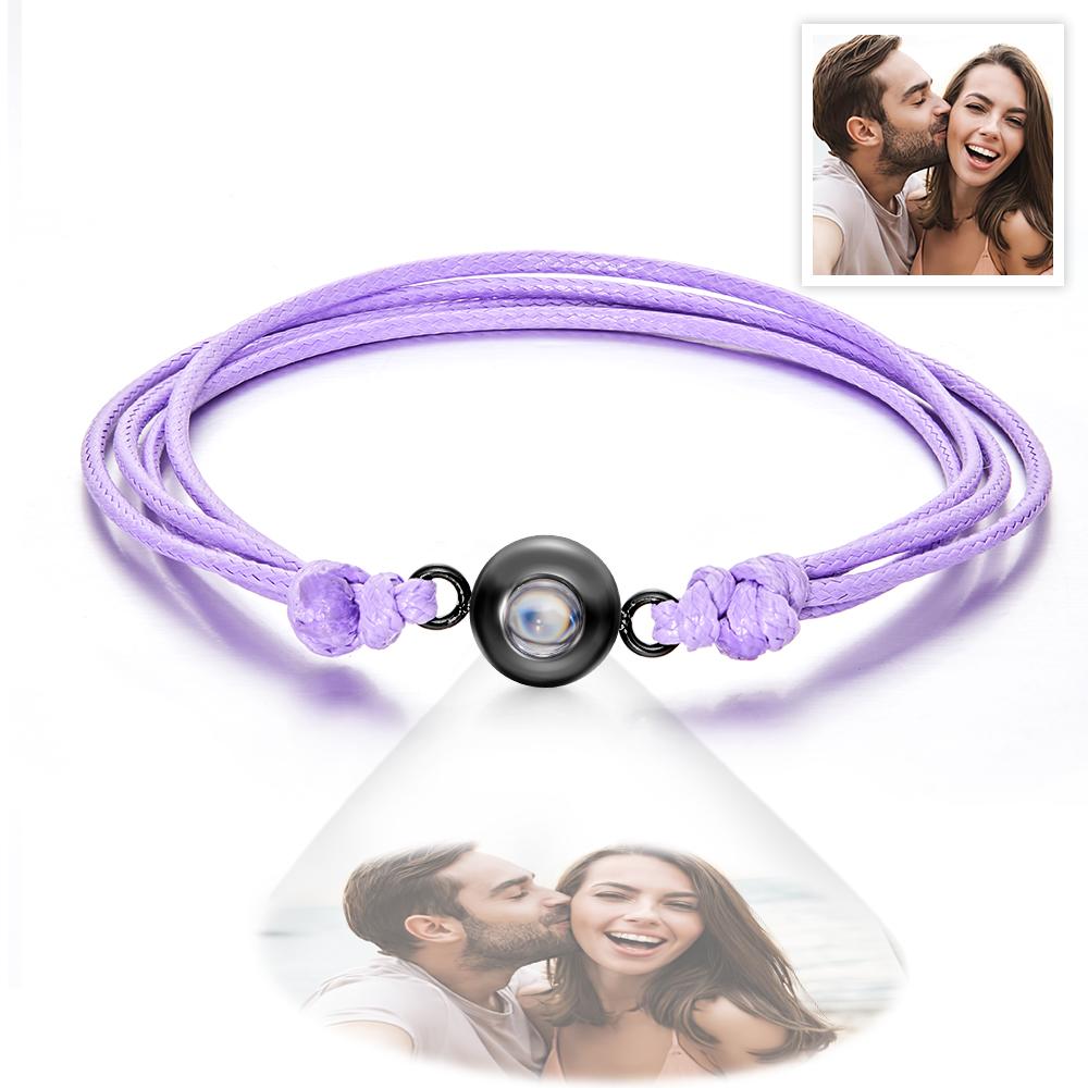 Weave Style Colorful Custom Projection Photo Charm - Personalized Projection Photo Bracelet
