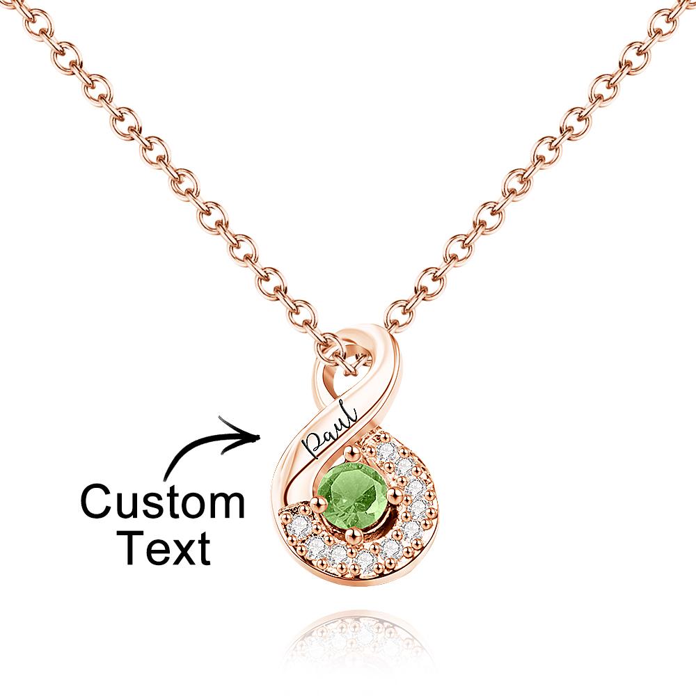 Personalized Engraved Birthstone Infinity Charm