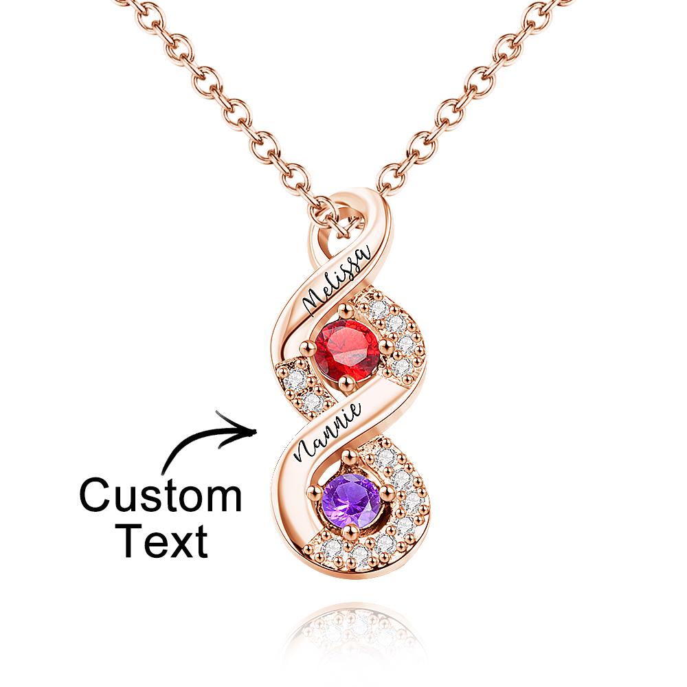 Personalized Engraved Birthstone Infinity Charm