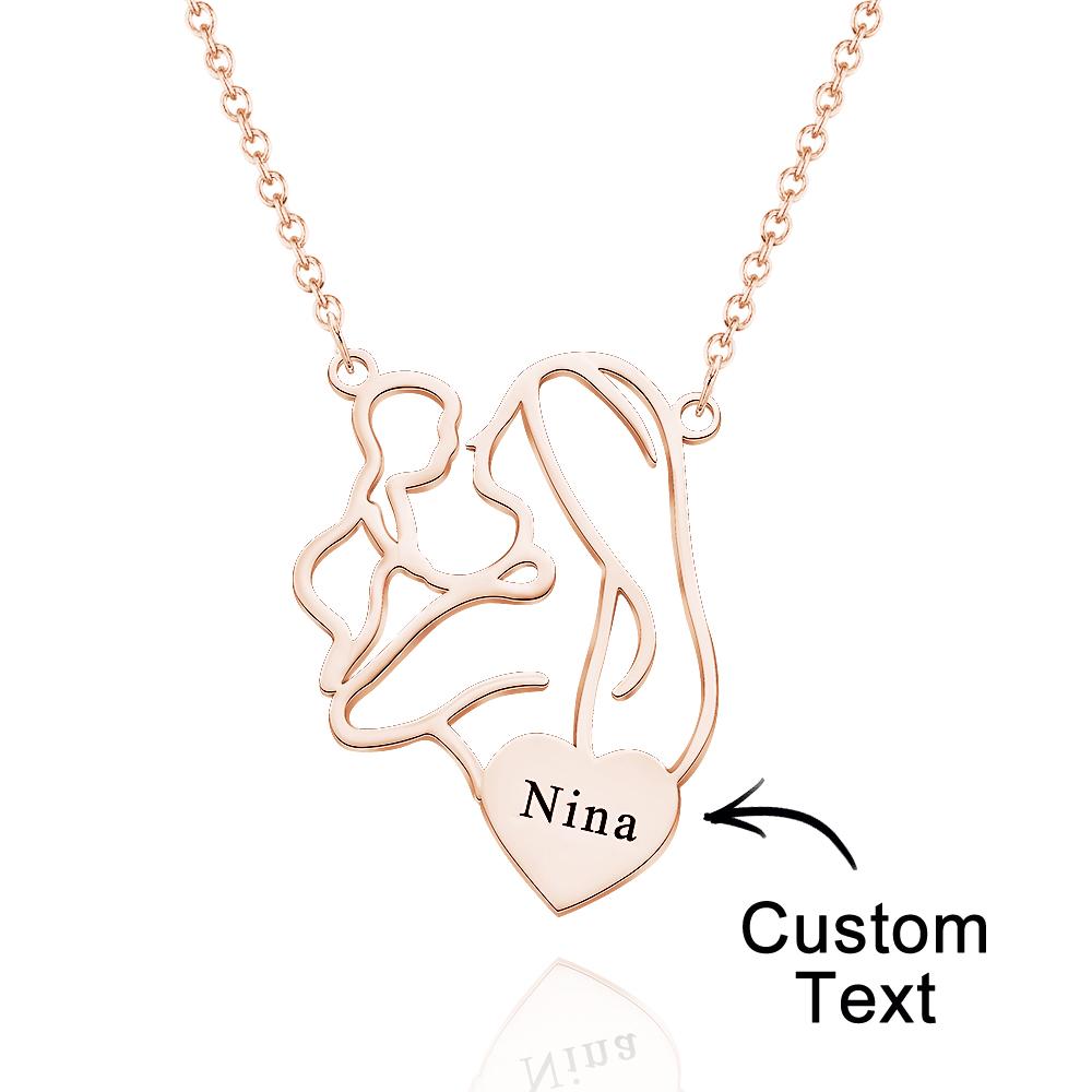 Mother's Love - Personalized Mother Engraved Mom Baby Necklace