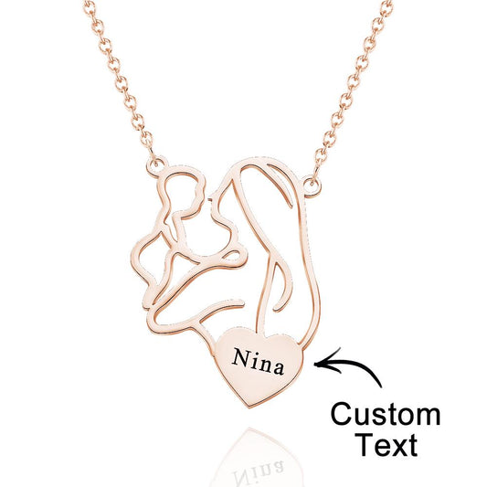 Mother's Love - Personalized Mother Engraved Mom Baby Necklace