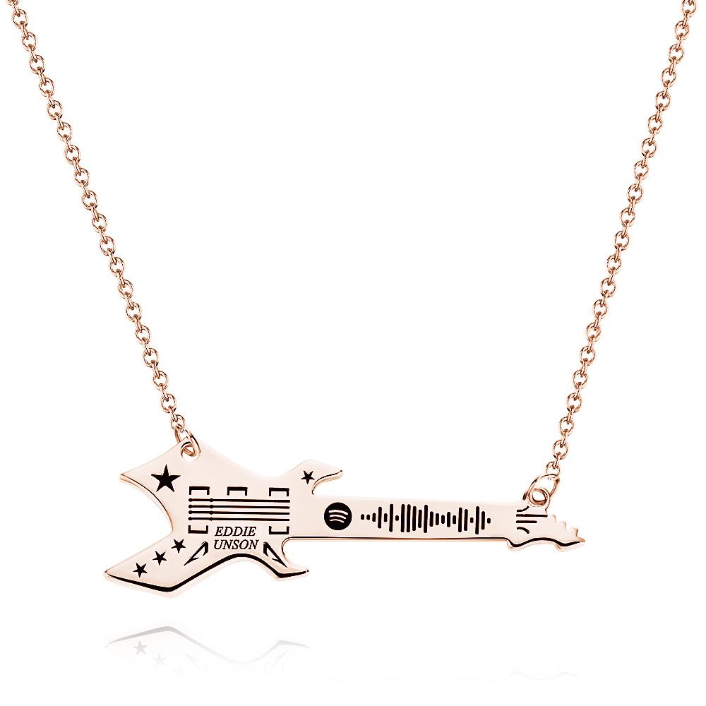 Rock N' Roll - Personalized Guitar Shaped Necklace