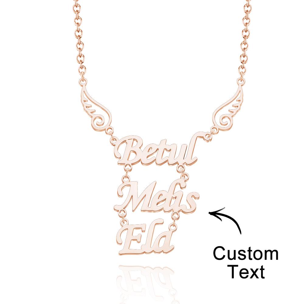 Personalized Memorial Name Necklace Angel Wings