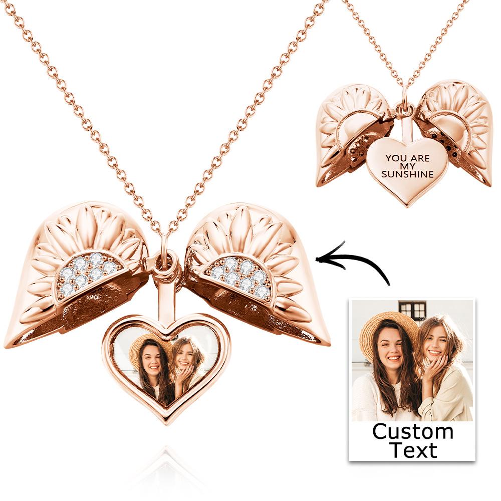 You Are My Sunshine - Personalized Photo Engraved Necklace Sunflower