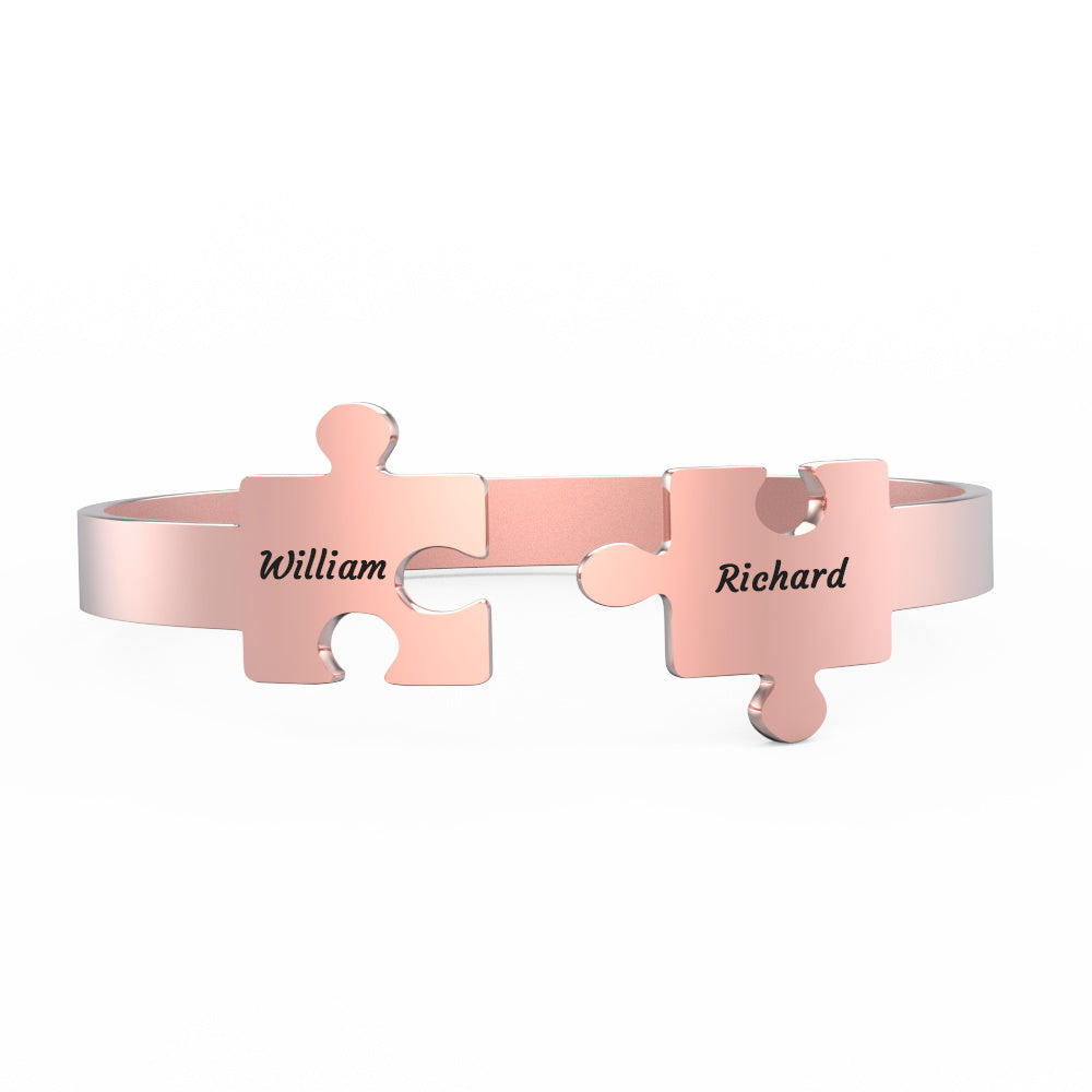 You Complete Me - Personalized Couple Engraved Promise Bracelet Puzzle