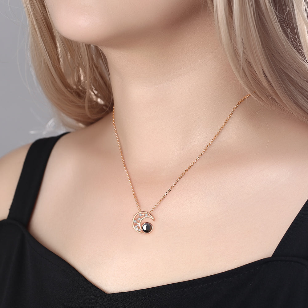 Love You To The Moon - Personalized Moon Photo Projection Necklace