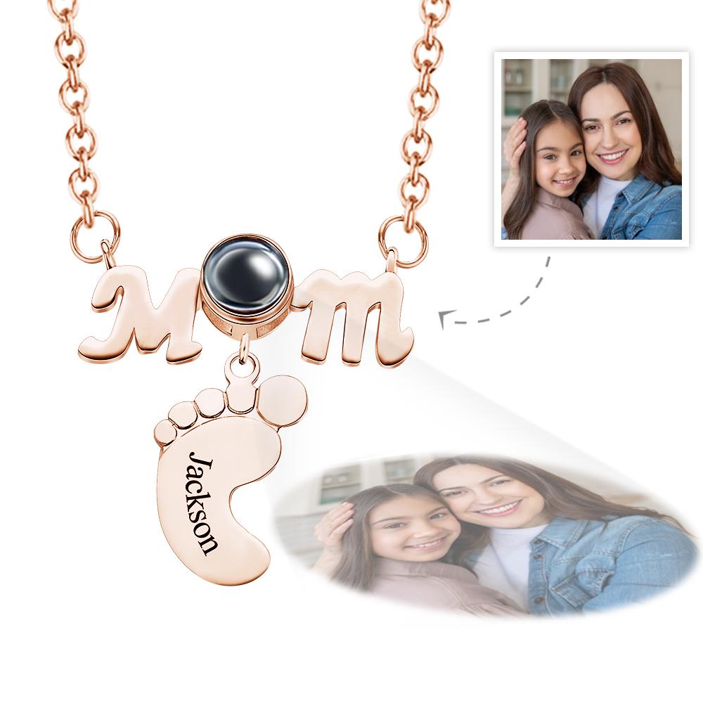 Personalized Feet Projection Engraved Charm - Gift for mom, who lost a loved one