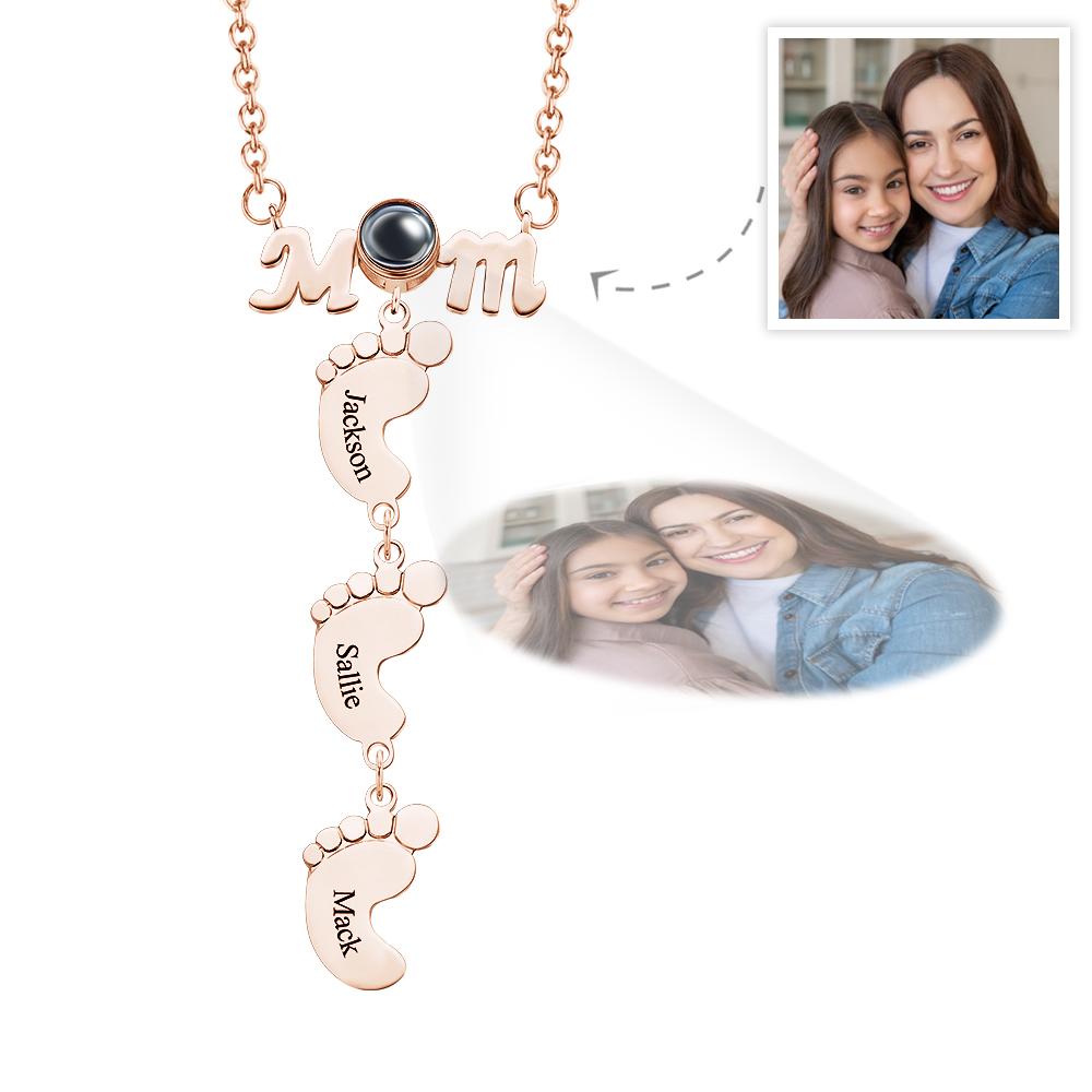 Personalized Feet Projection Engraved Charm - Gift for mom, who lost a loved one