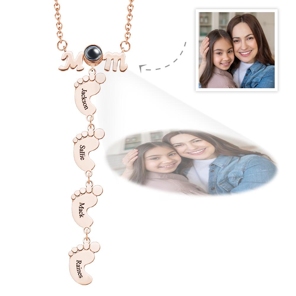 Personalized Feet Projection Engraved Charm - Gift for mom, who lost a loved one