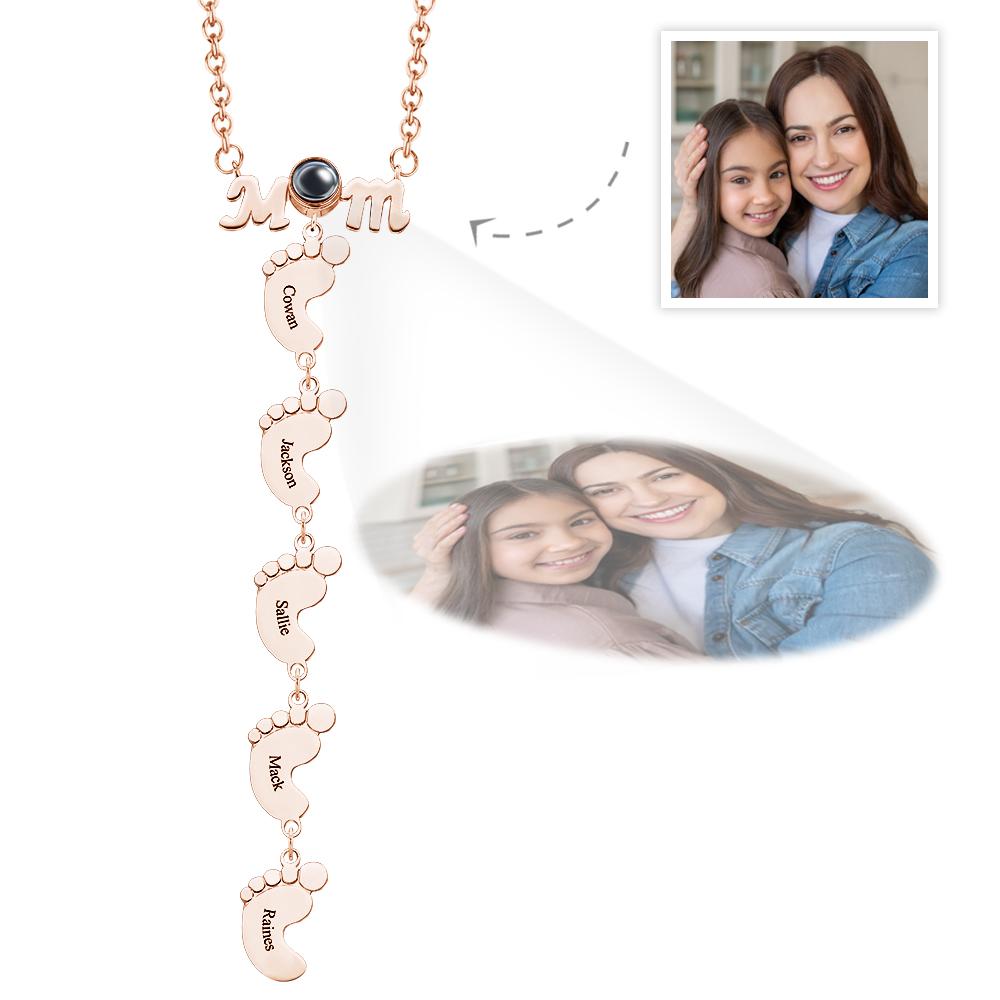 Personalized Feet Projection Engraved Charm - Gift for mom, who lost a loved one