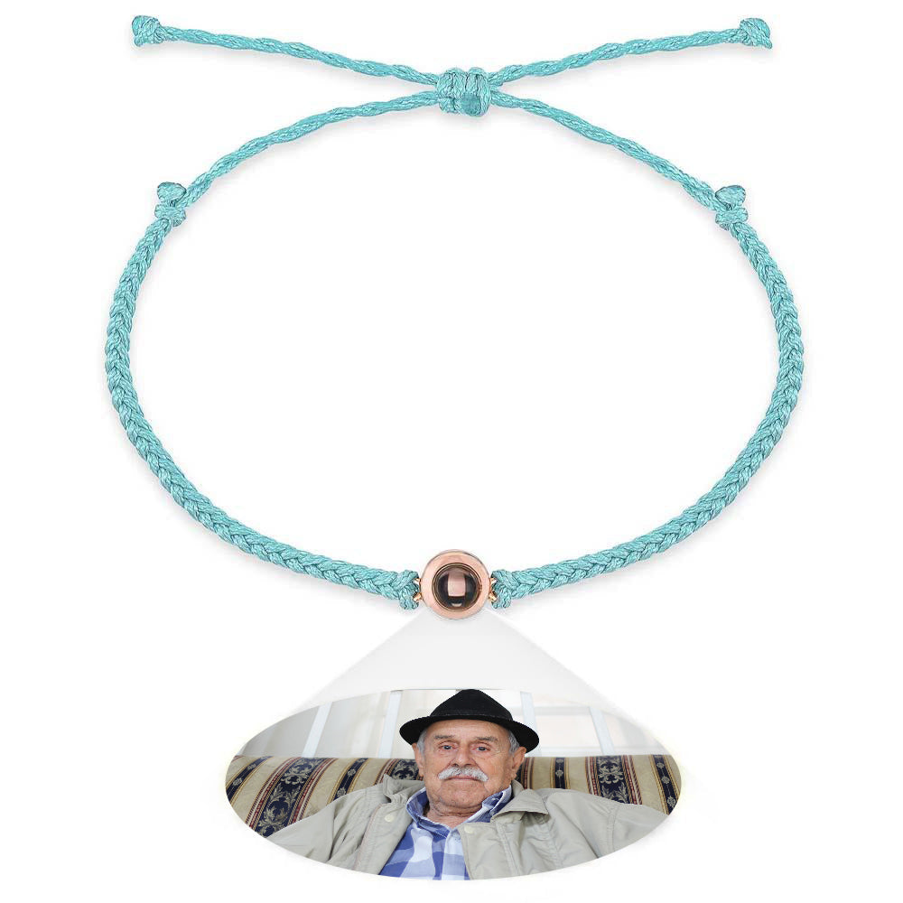 Personalized Braided Black Rope Photo Projection Charm