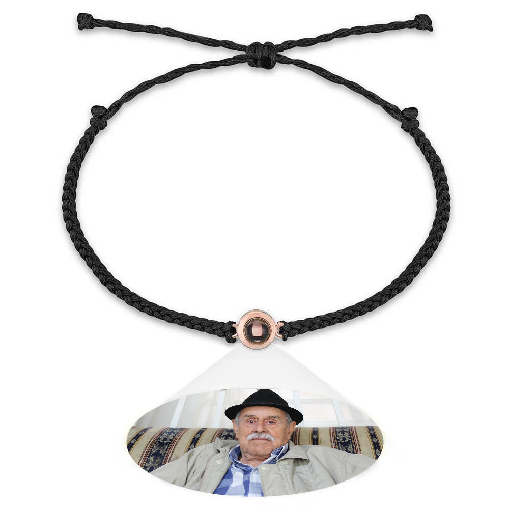 Personalized Braided Black Rope Photo Projection Charm