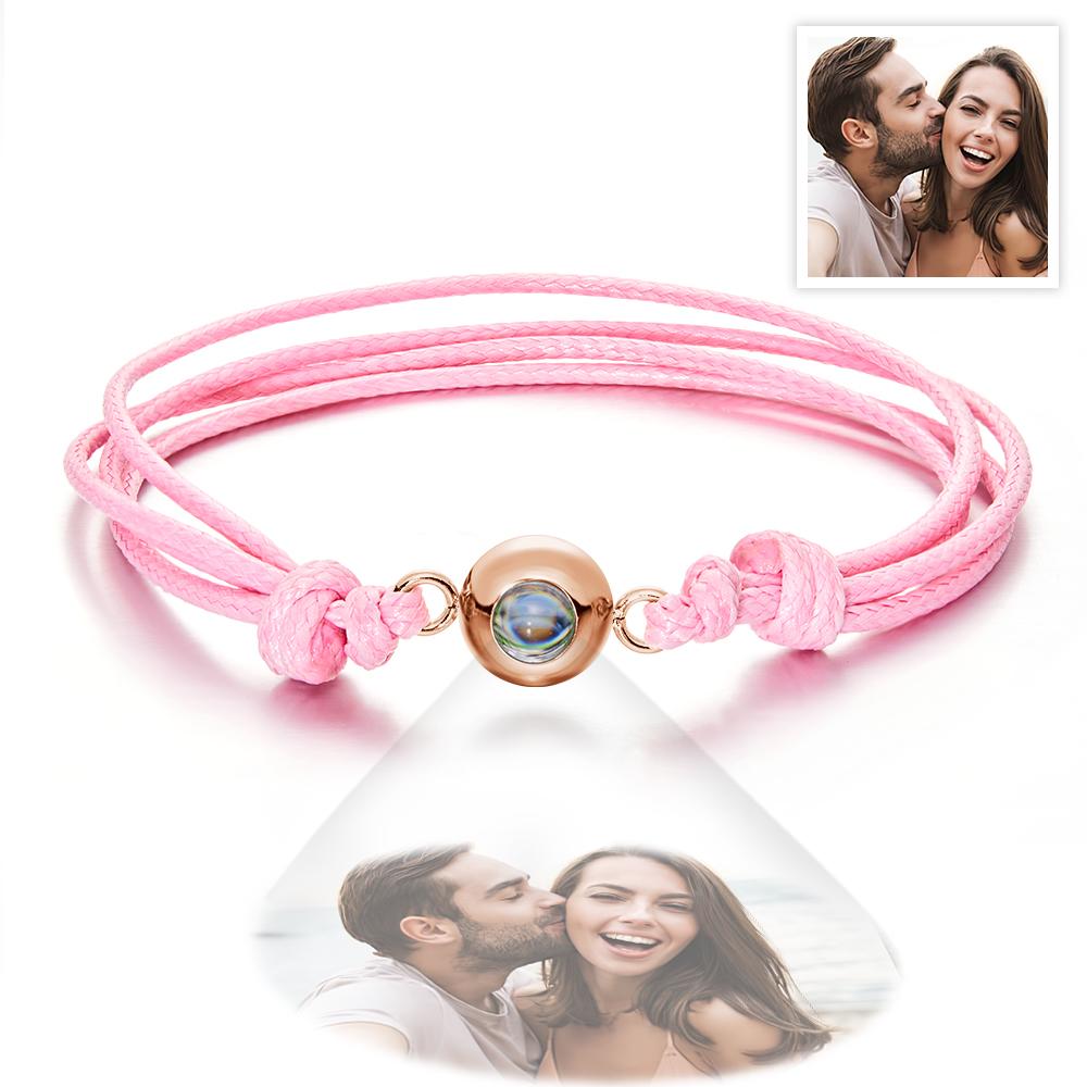Weave Style Colorful Custom Projection Photo Charm - Personalized Projection Photo Bracelet