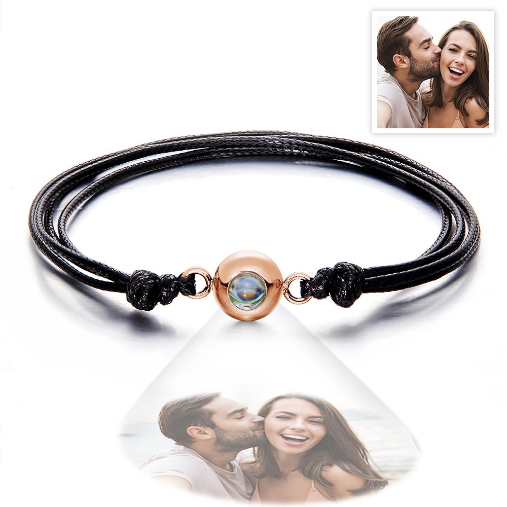 Weave Style Colorful Custom Projection Photo Charm - Personalized Projection Photo Bracelet
