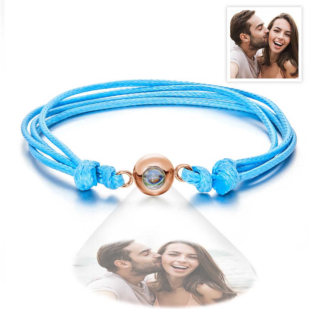 Weave Style Colorful Custom Projection Photo Charm - Personalized Projection Photo Bracelet