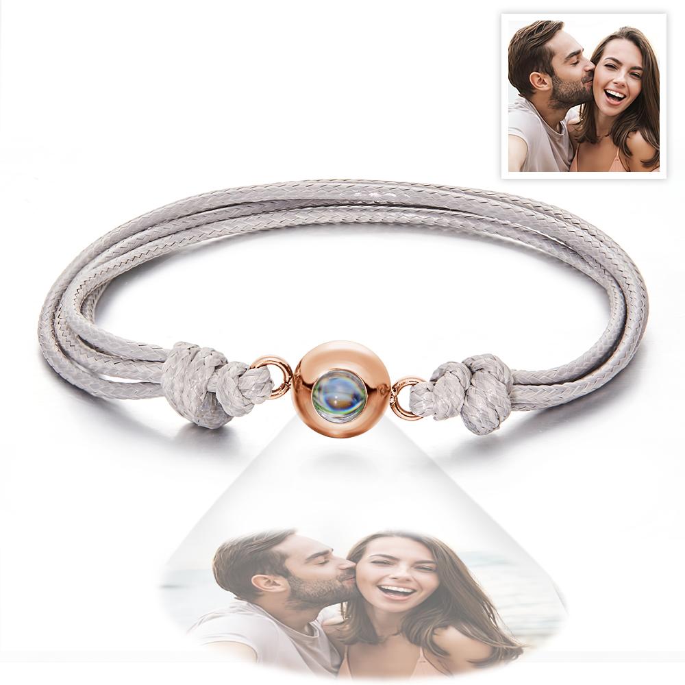 Weave Style Colorful Custom Projection Photo Charm - Personalized Projection Photo Bracelet
