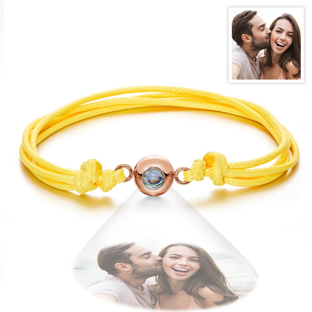 Weave Style Colorful Custom Projection Photo Charm - Personalized Projection Photo Bracelet