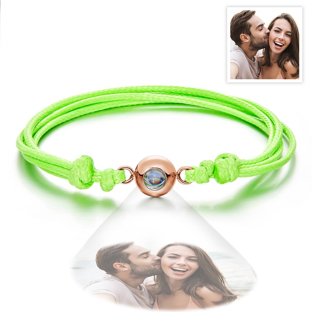 Weave Style Colorful Custom Projection Photo Charm - Personalized Projection Photo Bracelet