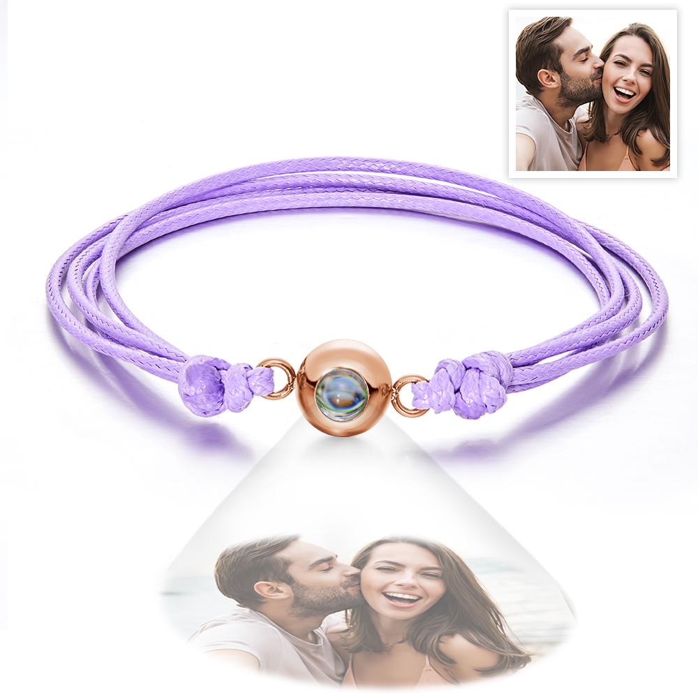 Weave Style Colorful Custom Projection Photo Charm - Personalized Projection Photo Bracelet