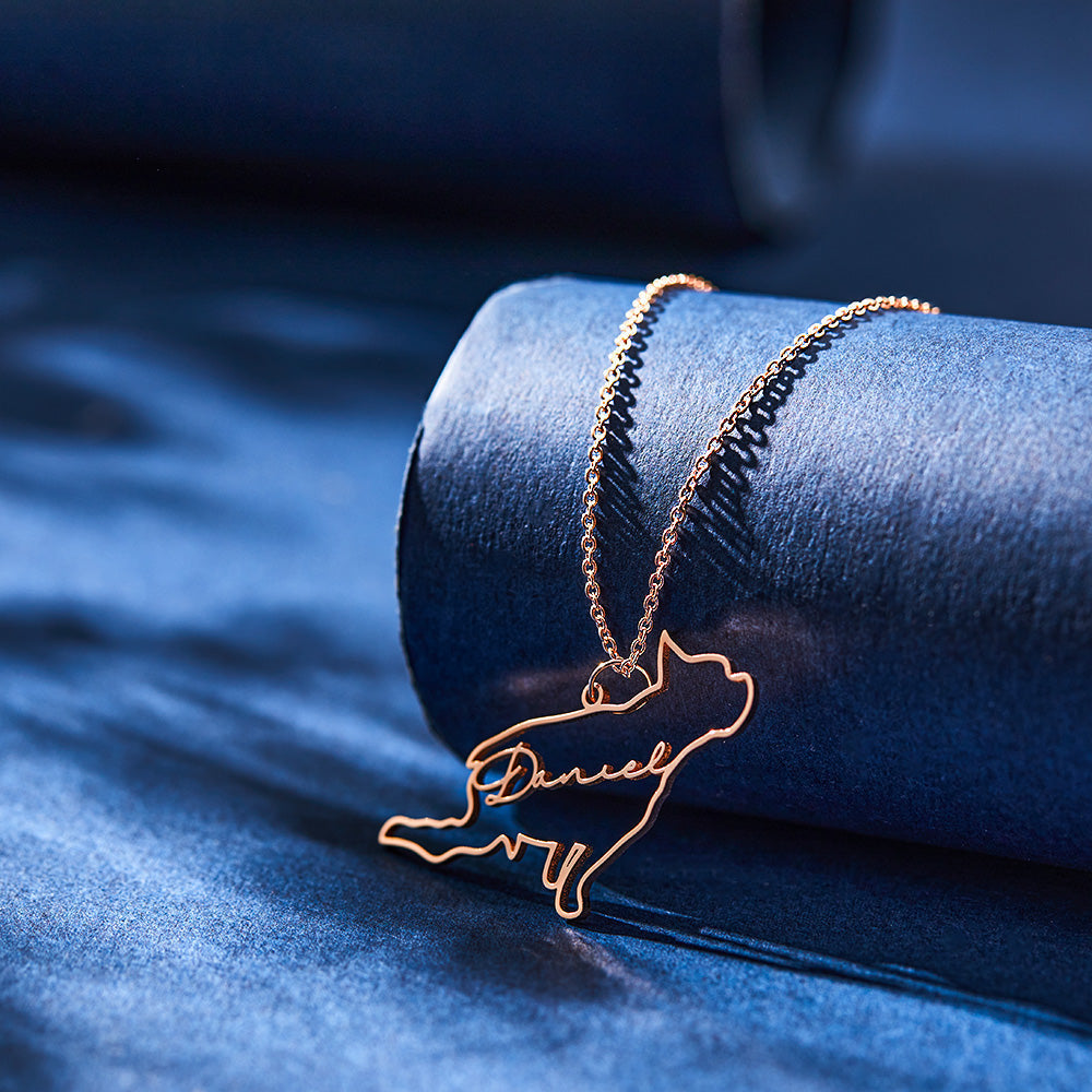 Personalized Dog Silhouette Outline Picture Charm