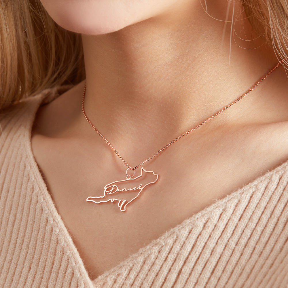 Personalized Dog Silhouette Outline Picture Charm