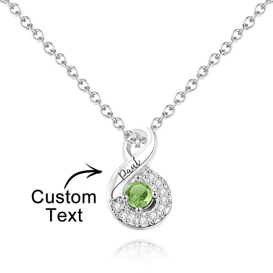 Personalized Engraved Birthstone Infinity Charm