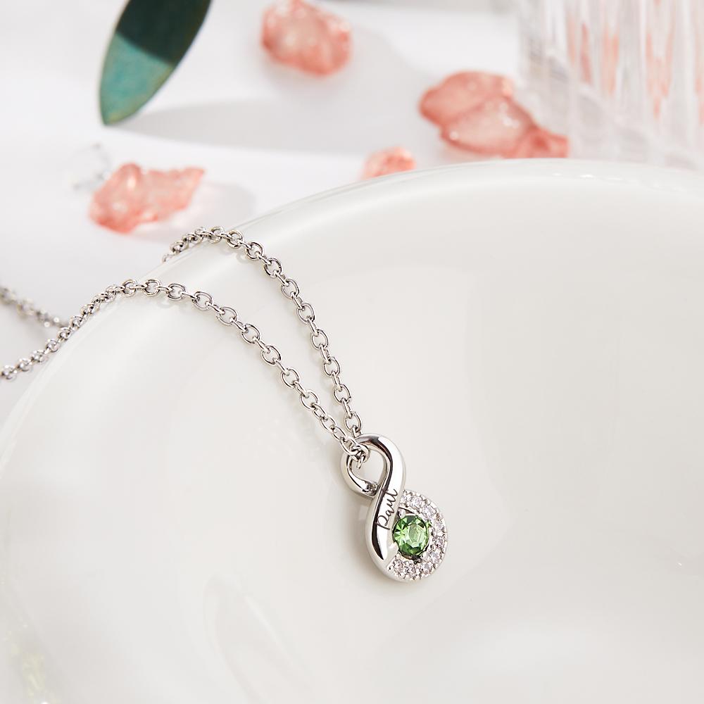 Personalized Engraved Birthstone Infinity Charm