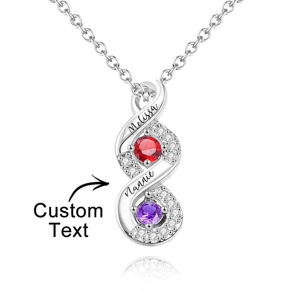 Personalized Engraved Birthstone Infinity Charm