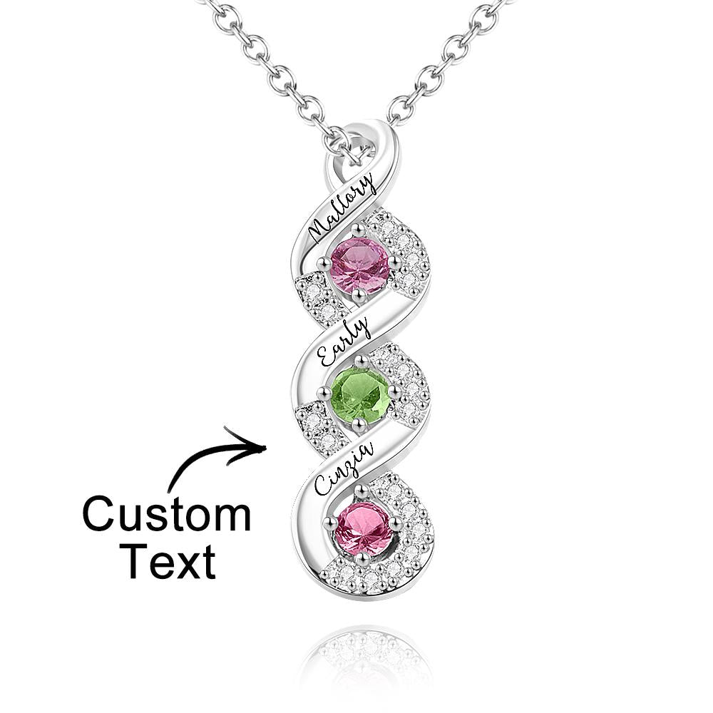 Personalized Engraved Birthstone Infinity Charm
