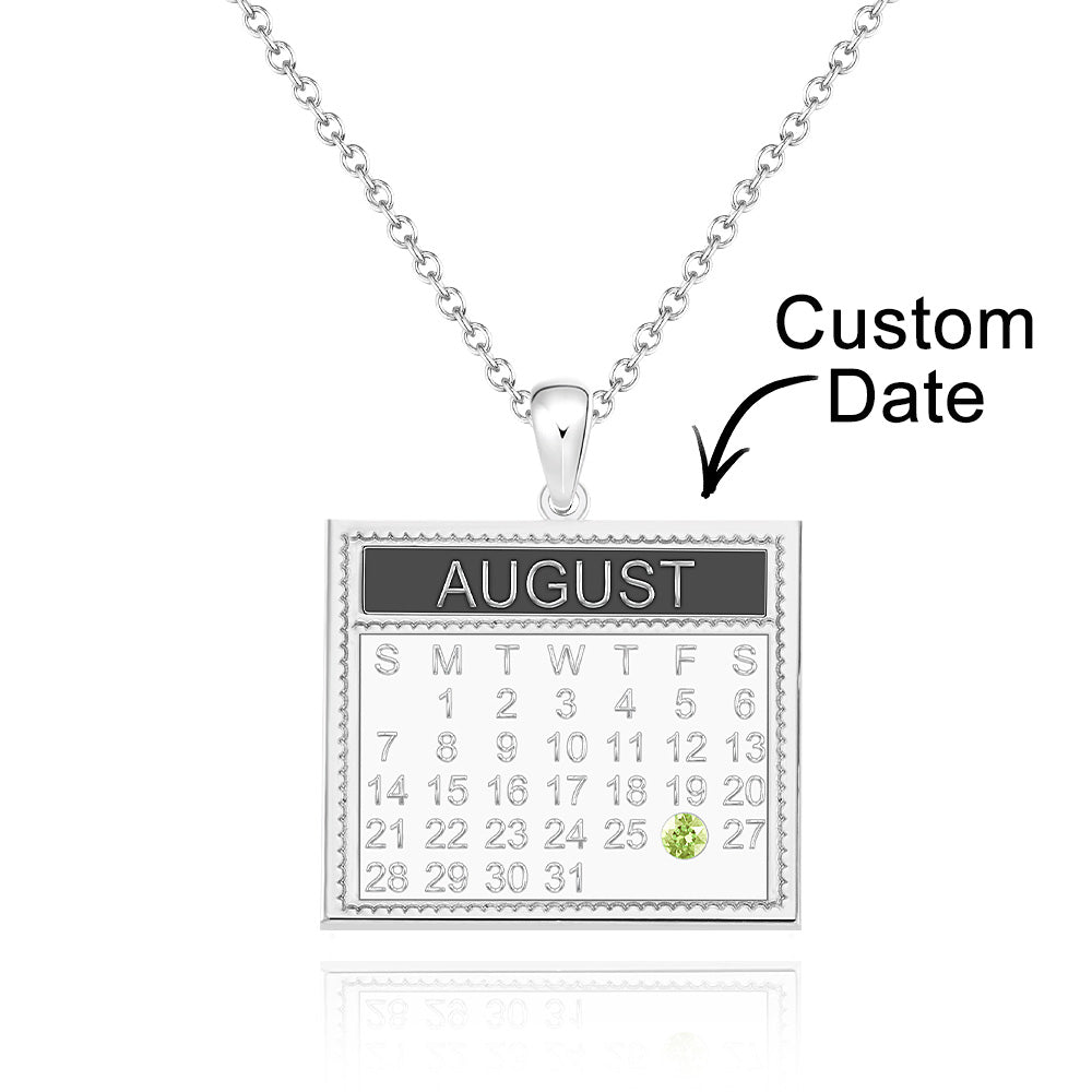 The Day You Were Born - Personalized Calendar Necklace with Birthstone