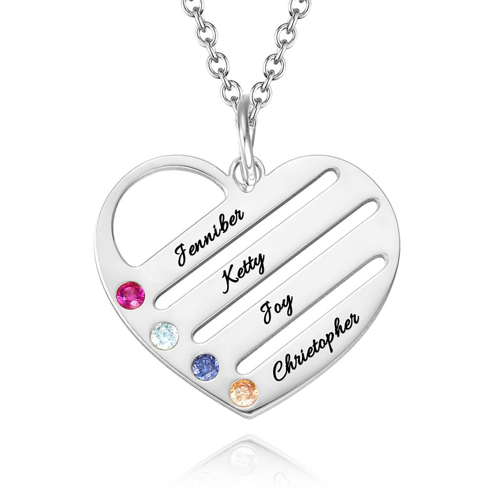 This Is Us - Personalized Family S925 Silver Birthstone Heart Name Necklace