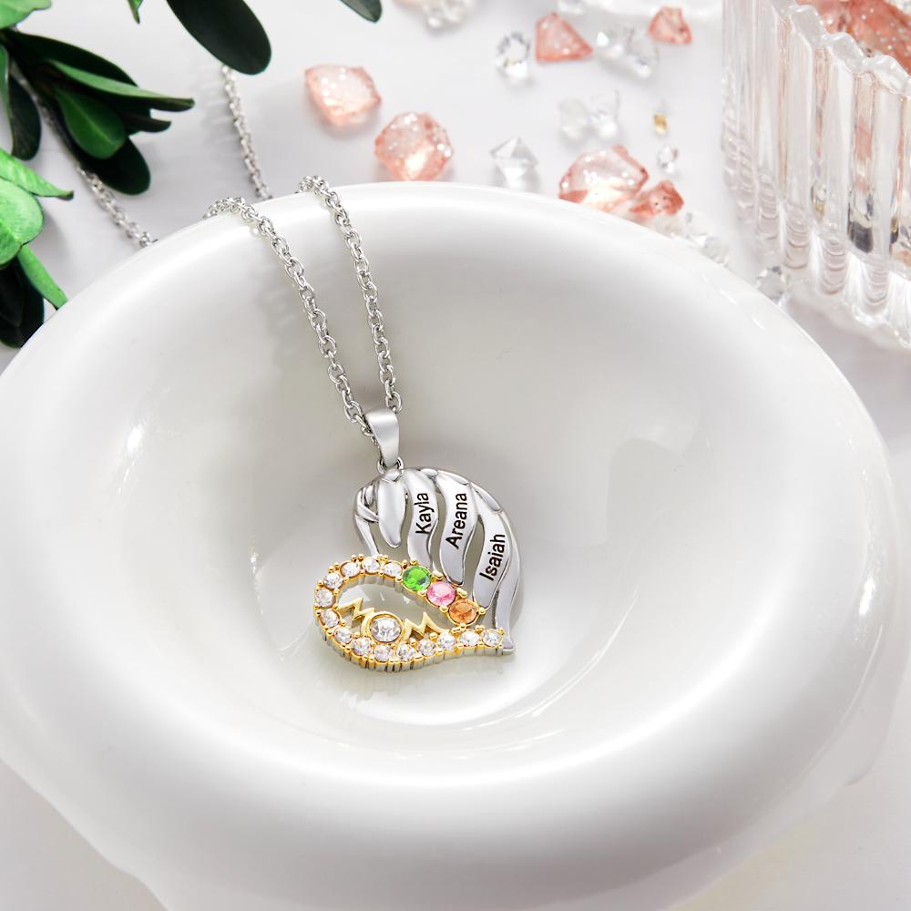 Our Family - Personalized Family Gold Heart Necklace With Birthstones