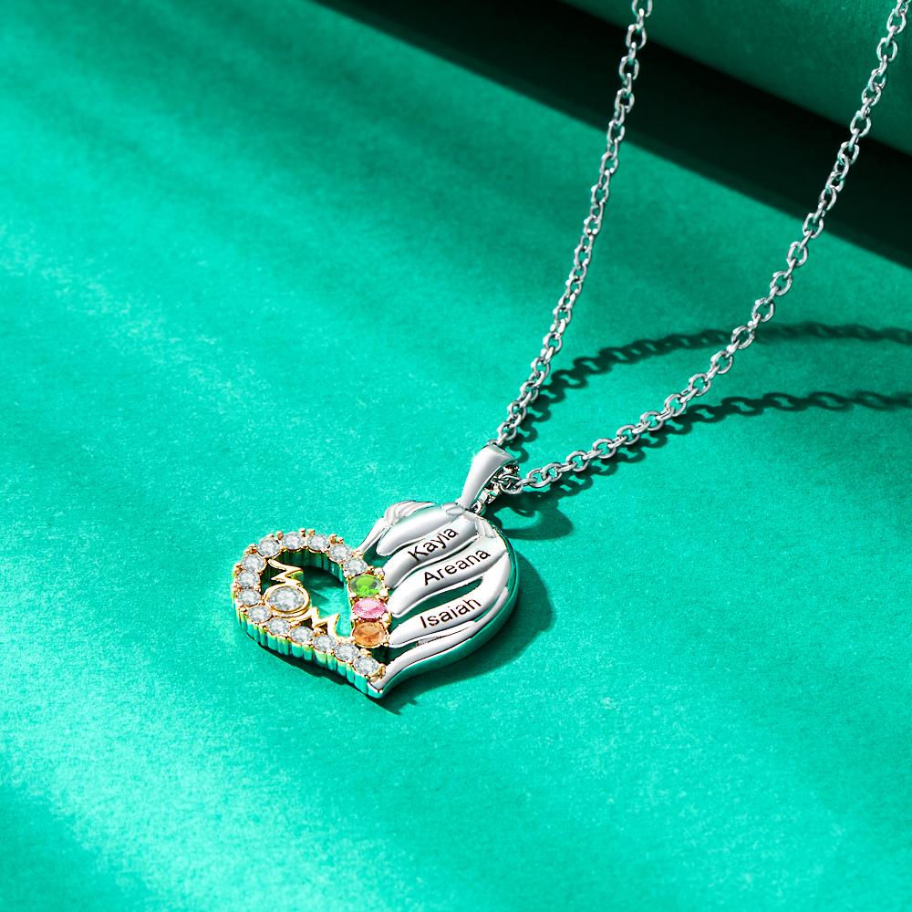 Our Family - Personalized Family Gold Heart Necklace With Birthstones