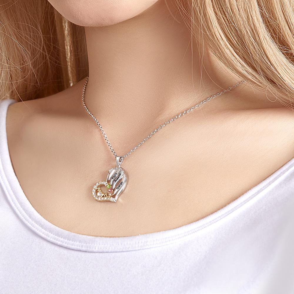 Our Family - Personalized Family Gold Heart Necklace With Birthstones