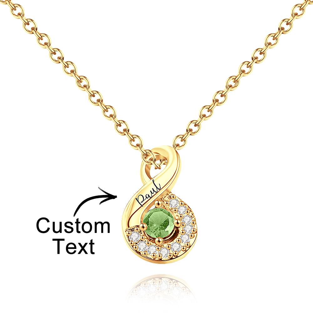 Personalized Engraved Birthstone Infinity Charm