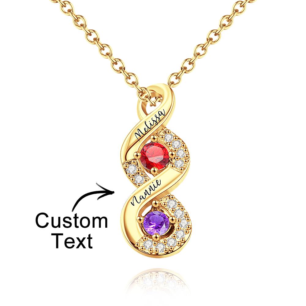 Personalized Engraved Birthstone Infinity Charm