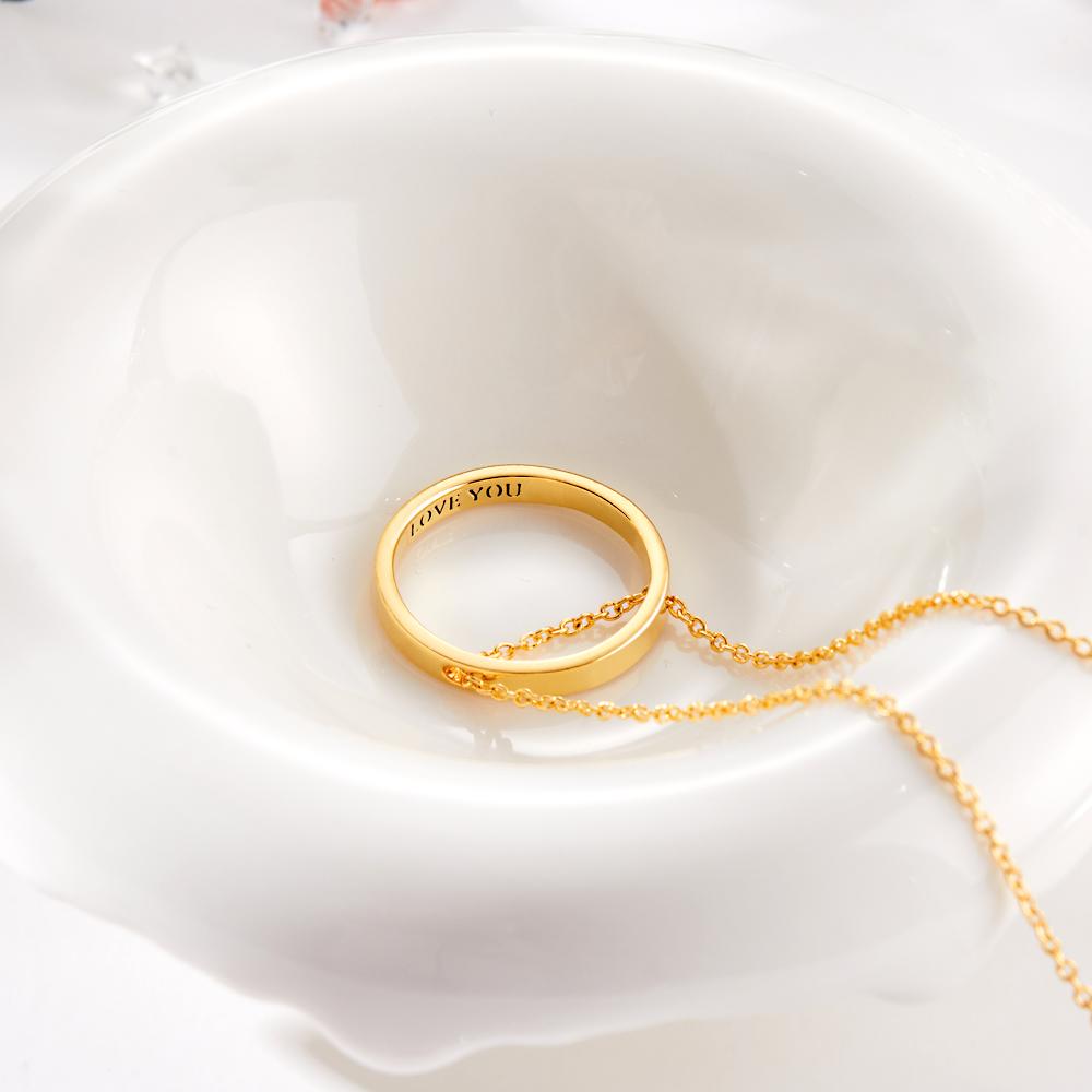 Our Ring - Personalized Couple Engraved Ring Necklace