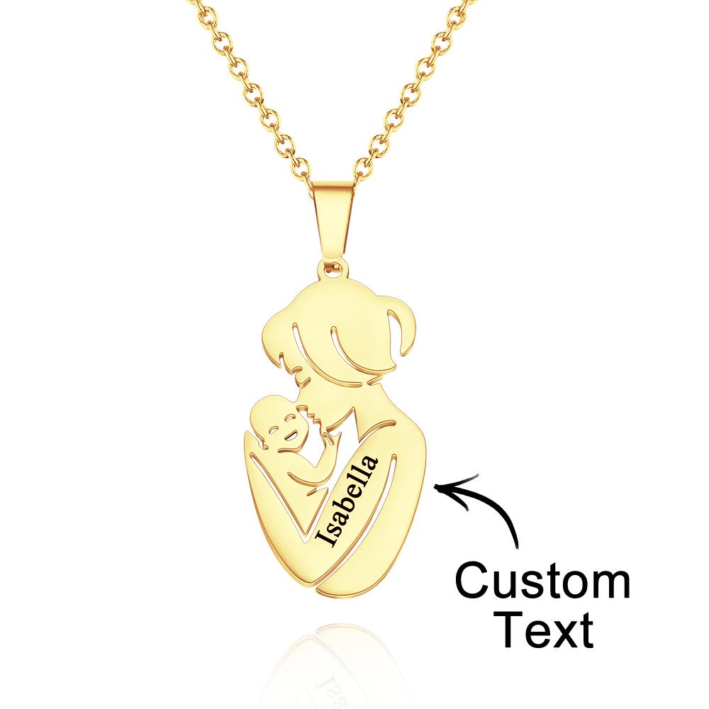 Mother And Baby - Personalized Mother Engraved Mother Baby Necklace