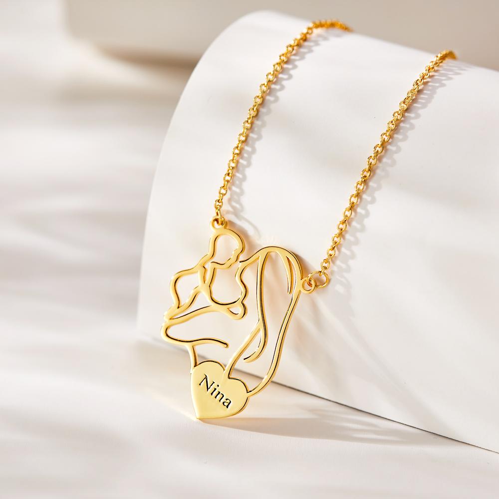 Mother's Love - Personalized Mother Engraved Mom Baby Necklace