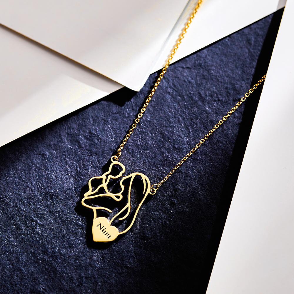 Mother's Love - Personalized Mother Engraved Mom Baby Necklace