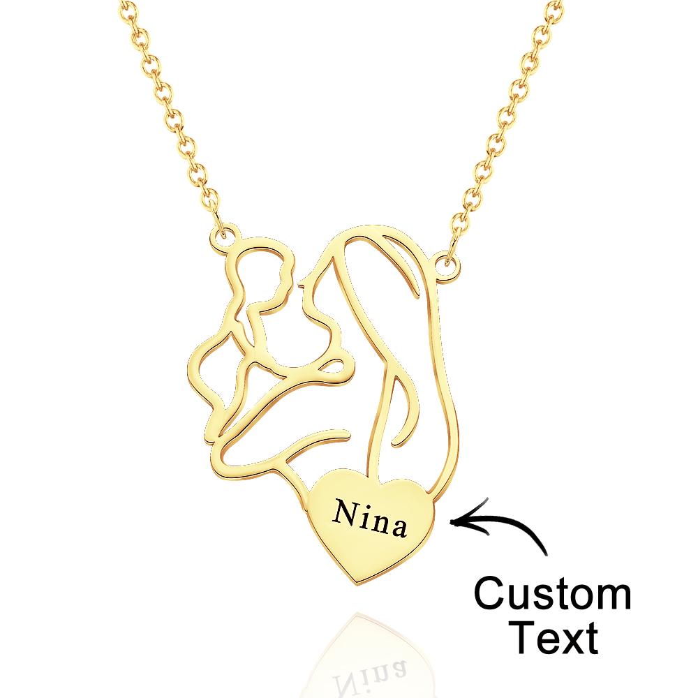 Mother's Love - Personalized Mother Engraved Mom Baby Necklace