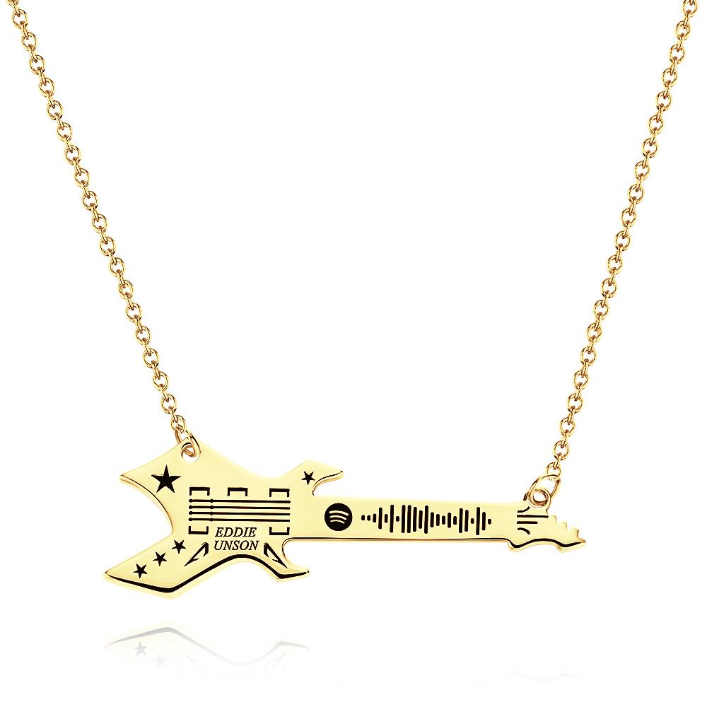Rock N' Roll - Personalized Guitar Shaped Necklace