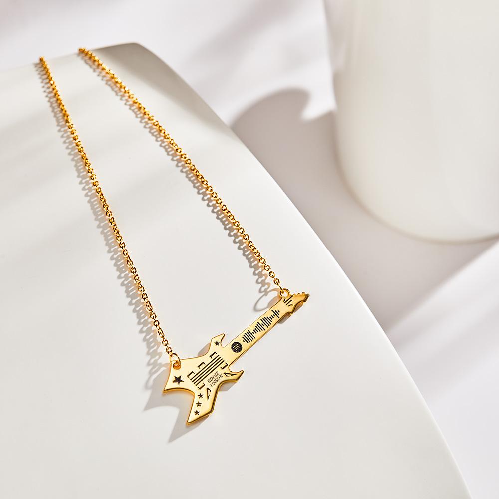 Rock N' Roll - Personalized Guitar Shaped Necklace